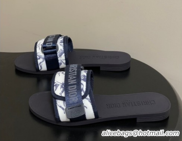 Buy Luxury Dior Dio(r)evolution Flat Slides Sandal in Technical Fabric with Strap Print/Blue 2026 0302096