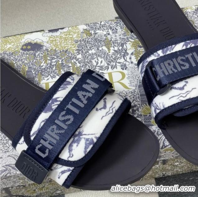 Buy Luxury Dior Dio(r)evolution Flat Slides Sandal in Technical Fabric with Strap Print/Blue 2026 0302096