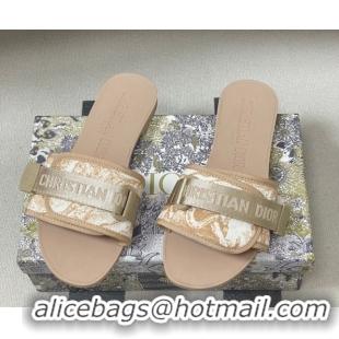 Good Quality Dior Dio(r)evolution Flat Slides Sandal in Technical Fabric with Strap Beige 2026 0302097