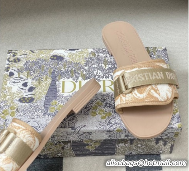 Good Quality Dior Dio(r)evolution Flat Slides Sandal in Technical Fabric with Strap Beige 2026 0302097