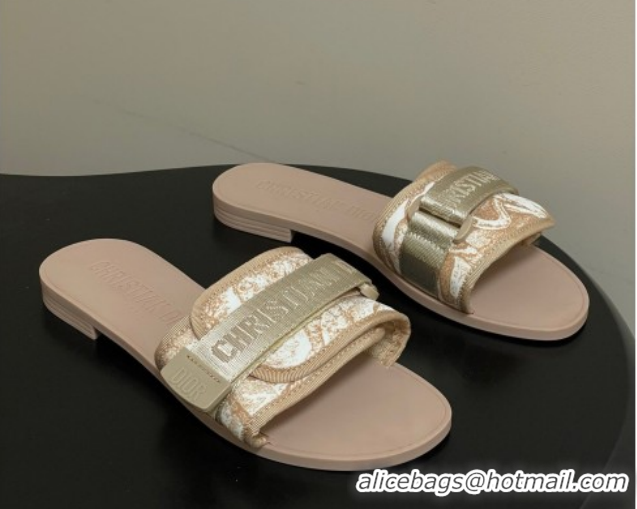 Good Quality Dior Dio(r)evolution Flat Slides Sandal in Technical Fabric with Strap Beige 2026 0302097