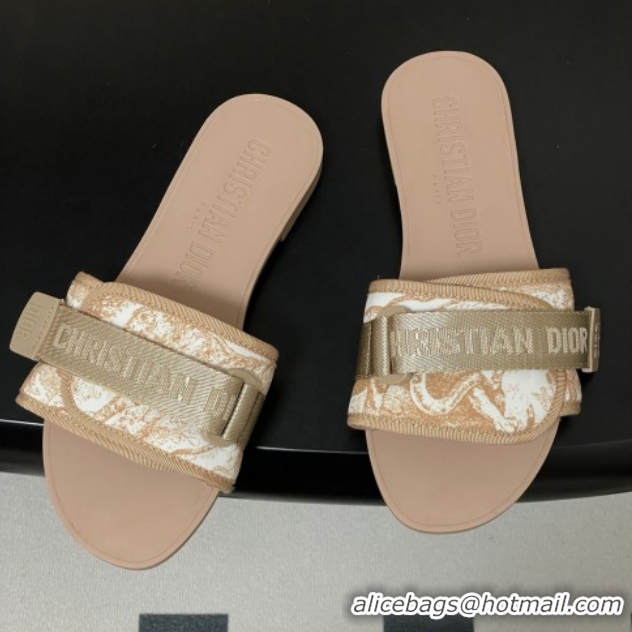 Good Quality Dior Dio(r)evolution Flat Slides Sandal in Technical Fabric with Strap Beige 2026 0302097