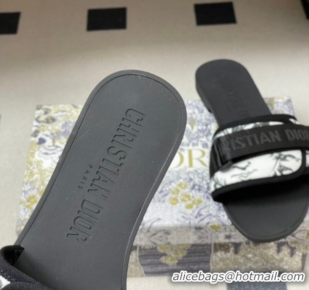 Luxury Cheap Dior Dio(r)evolution Flat Slides Sandal in Technical Fabric with Strap Print/White/Black 2026 0302098