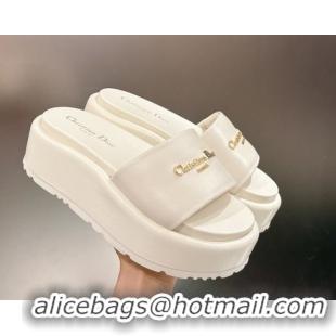 Charming Dior D-Lane Platform Slides Sandal in Padded Lambskin Leather White 2026 0302099