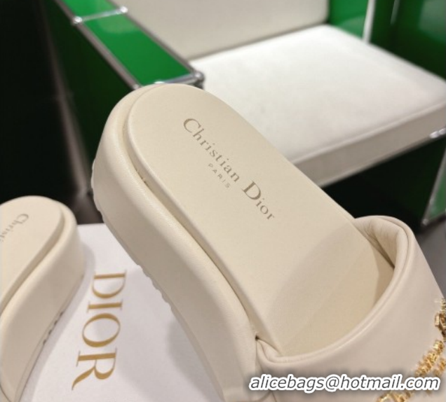 Charming Dior D-Lane Platform Slides Sandal in Padded Lambskin Leather White 2026 0302099