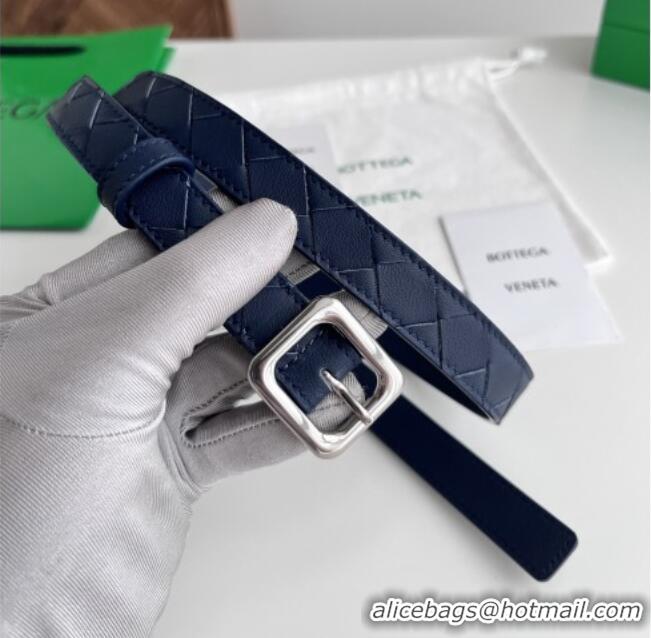 Most Popular Bottega Veneta Women's Contour Belt 2cm BV111705 Blue/Silver 2025