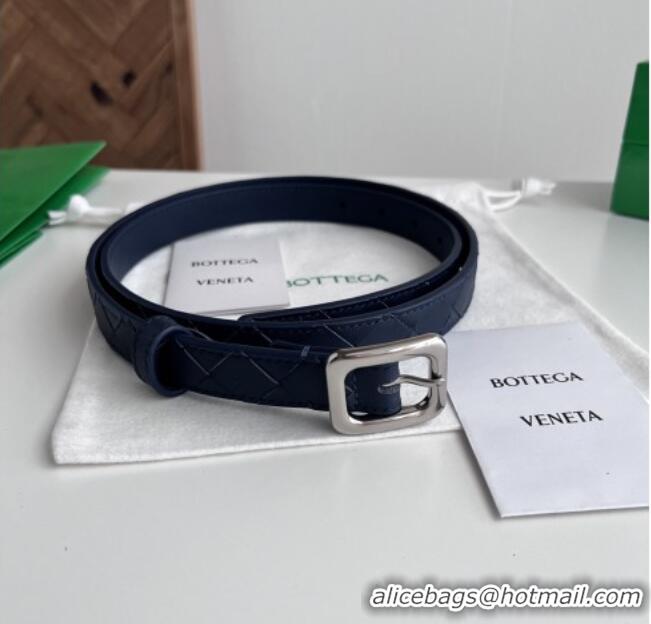 Most Popular Bottega Veneta Women's Contour Belt 2cm BV111705 Blue/Silver 2025