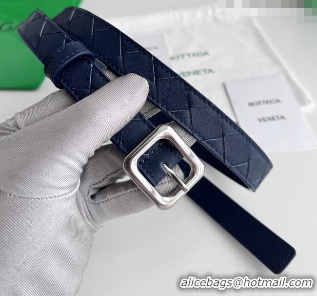 Most Popular Bottega Veneta Women's Contour Belt 2cm BV111705 Blue/Silver 2025