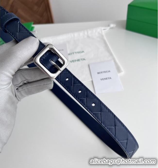 Most Popular Bottega Veneta Women's Contour Belt 2cm BV111705 Blue/Silver 2025