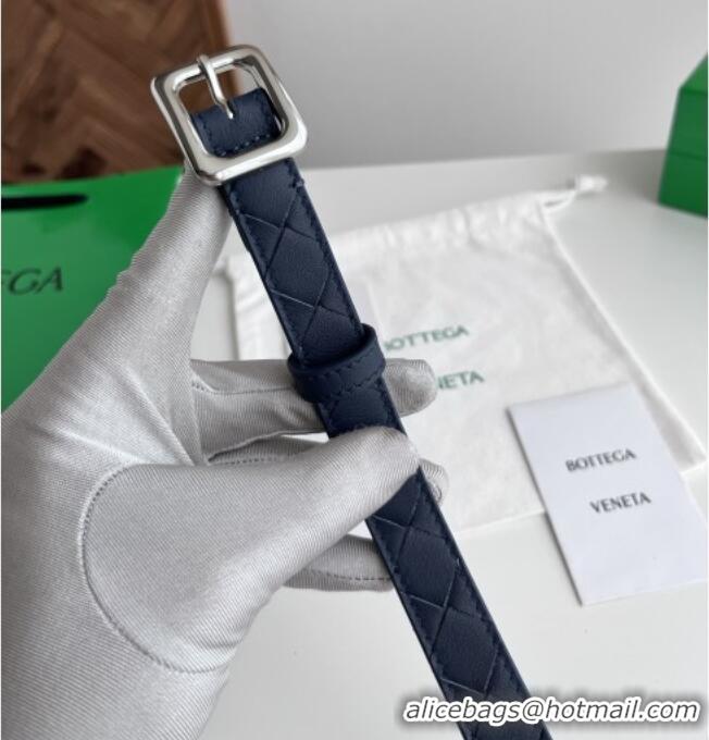 Most Popular Bottega Veneta Women's Contour Belt 2cm BV111705 Blue/Silver 2025