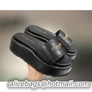Popular Style Dior D-Lane Platform Slides Sandal in Padded Lambskin Leather Black 2026 0302100