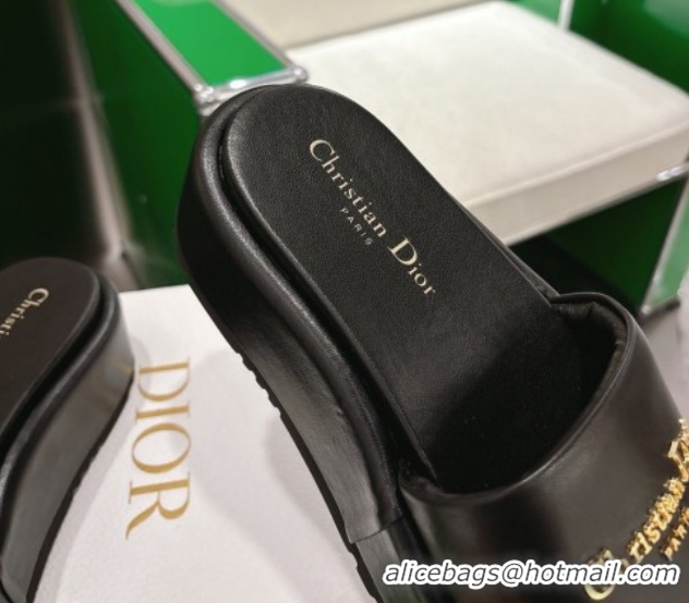 Popular Style Dior D-Lane Platform Slides Sandal in Padded Lambskin Leather Black 2026 0302100