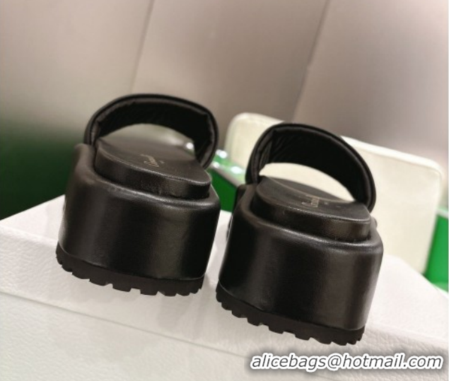 Popular Style Dior D-Lane Platform Slides Sandal in Padded Lambskin Leather Black 2026 0302100