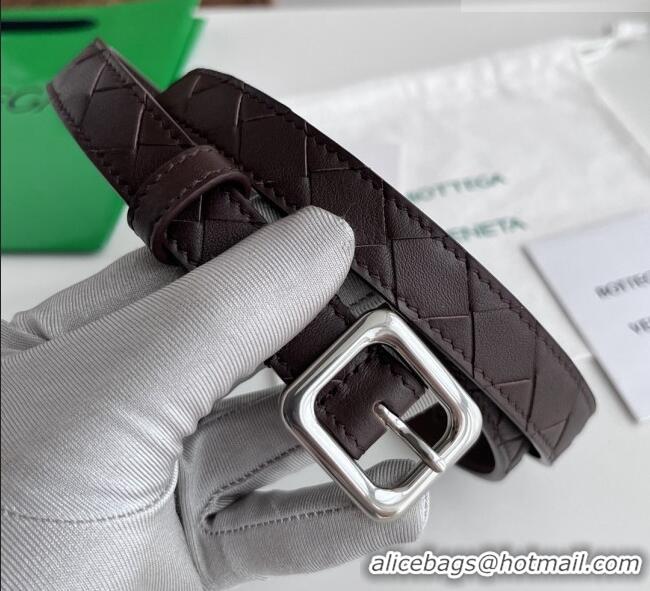 Discount Fashion Bottega Veneta Women's Contour Belt 2cm BV111708 Fondant Brown/Silver 2025