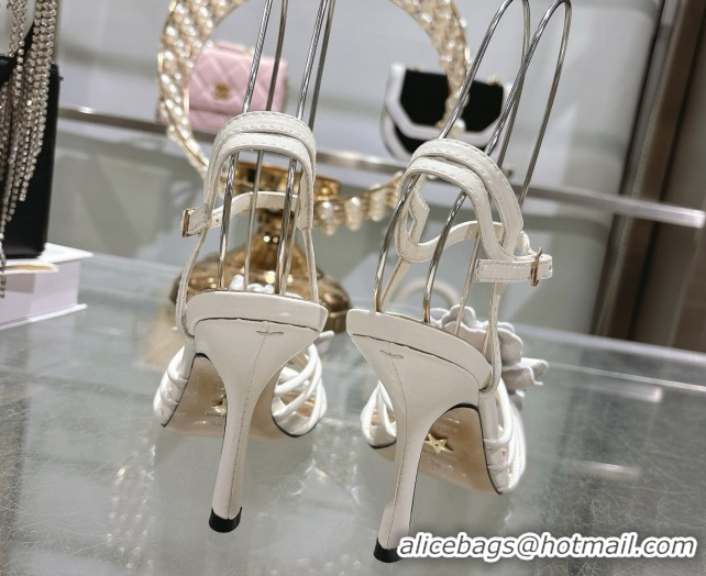 Unique Style Dior Leather Flower Heel Sandals 7.5cm White 2026 DR030205