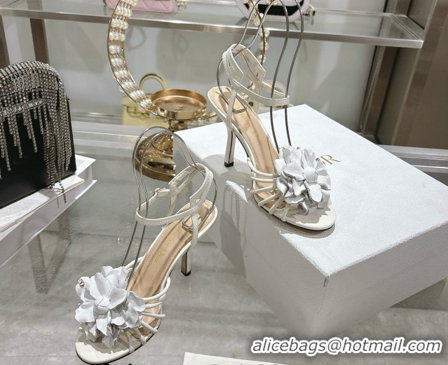 Unique Style Dior Leather Flower Heel Sandals 7.5cm White 2026 DR030205