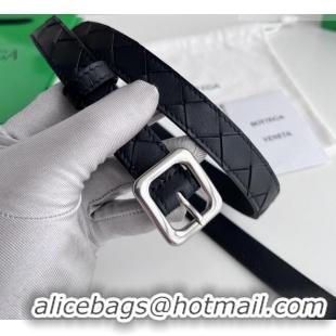 Famous Brand Bottega Veneta Women's Contour Belt 2cm BV111710 Black/Silver 2025