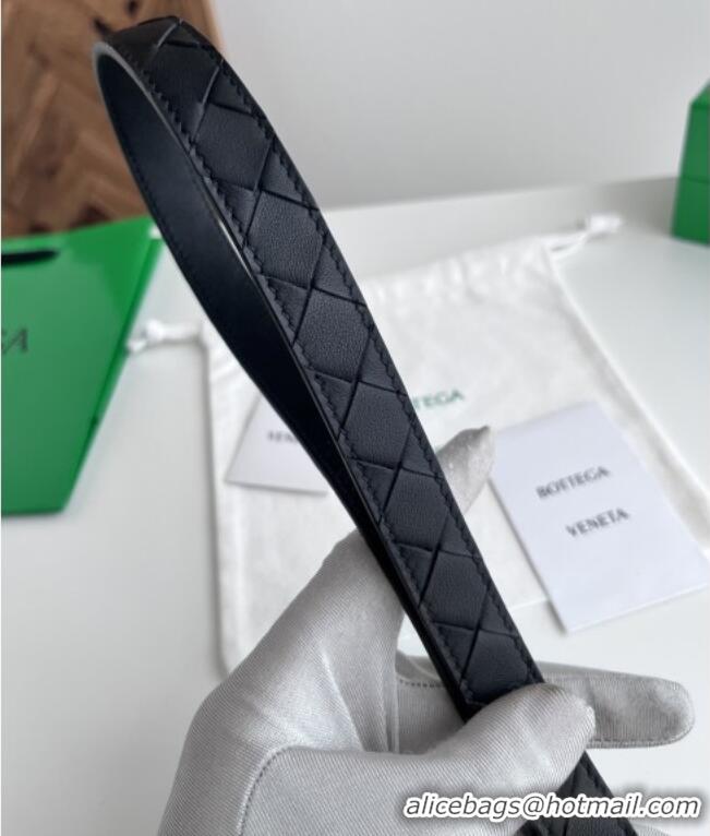 Famous Brand Bottega Veneta Women's Contour Belt 2cm BV111710 Black/Silver 2025