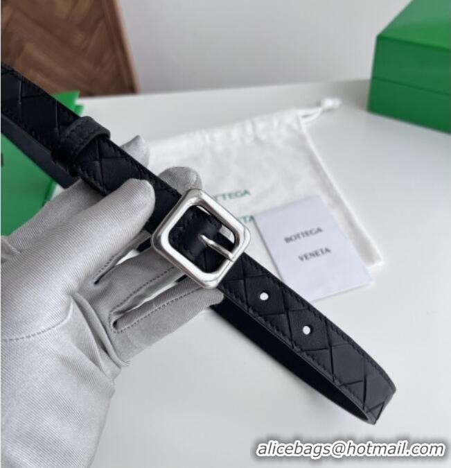 Famous Brand Bottega Veneta Women's Contour Belt 2cm BV111710 Black/Silver 2025