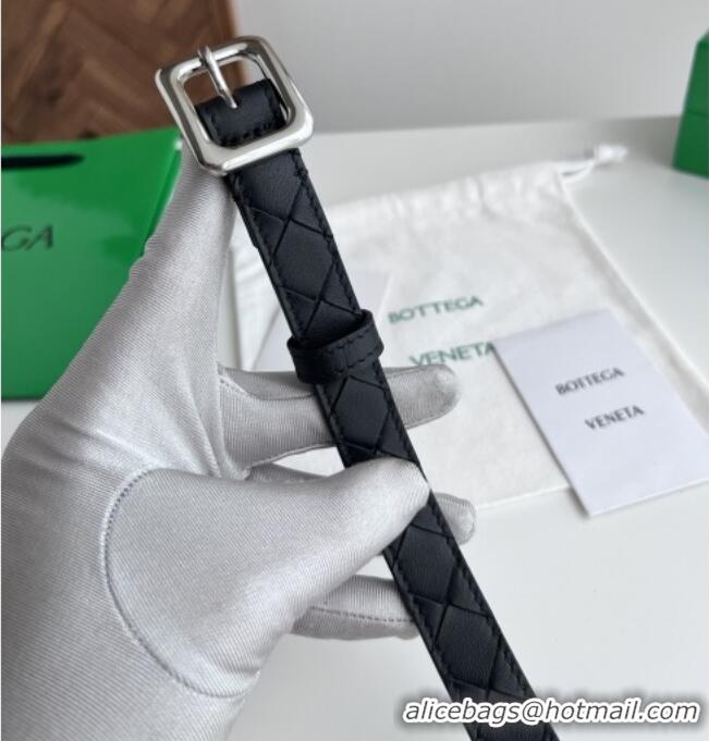 Famous Brand Bottega Veneta Women's Contour Belt 2cm BV111710 Black/Silver 2025