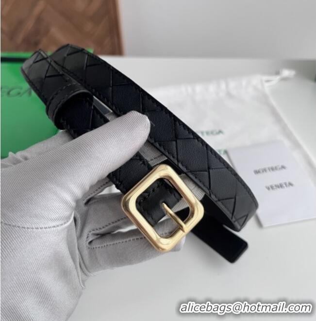 Buy Luxury Bottega Veneta Women's Contour Belt 2cm BV111711 Black/Gold 2025