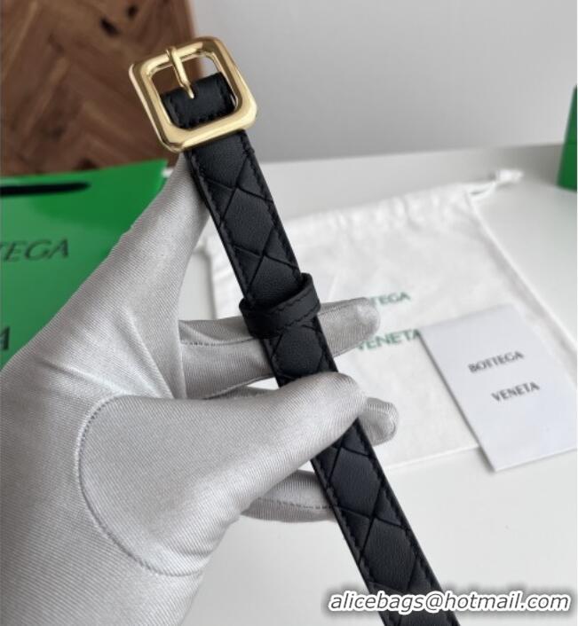 Buy Luxury Bottega Veneta Women's Contour Belt 2cm BV111711 Black/Gold 2025