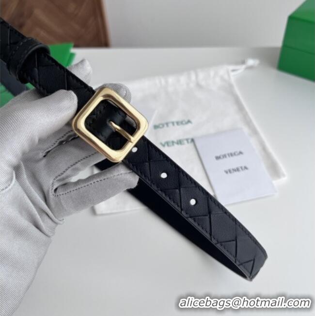 Buy Luxury Bottega Veneta Women's Contour Belt 2cm BV111711 Black/Gold 2025