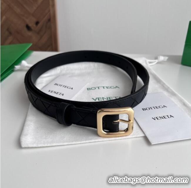 Buy Luxury Bottega Veneta Women's Contour Belt 2cm BV111711 Black/Gold 2025