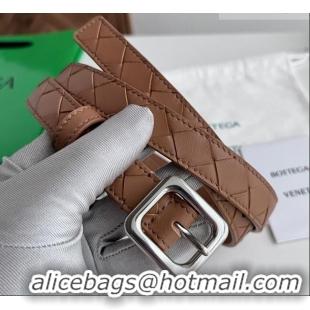 Classic Grade Bottega Veneta Women's Contour Belt 2cm BV111712 Brown/Silver 2025