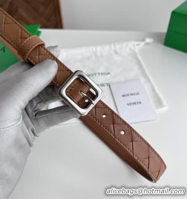 Classic Grade Bottega Veneta Women's Contour Belt 2cm BV111712 Brown/Silver 2025