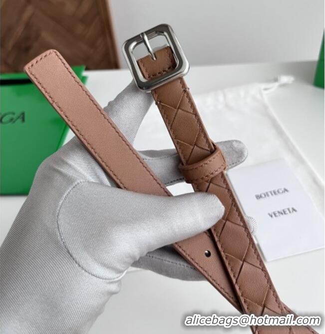 Classic Grade Bottega Veneta Women's Contour Belt 2cm BV111712 Brown/Silver 2025