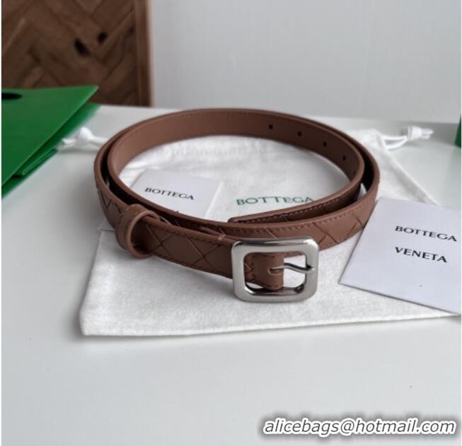 Classic Grade Bottega Veneta Women's Contour Belt 2cm BV111712 Brown/Silver 2025