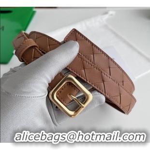 Fashion Show Collections Bottega Veneta Women's Contour Belt 2cm BV111713 Brown/Gold 2025