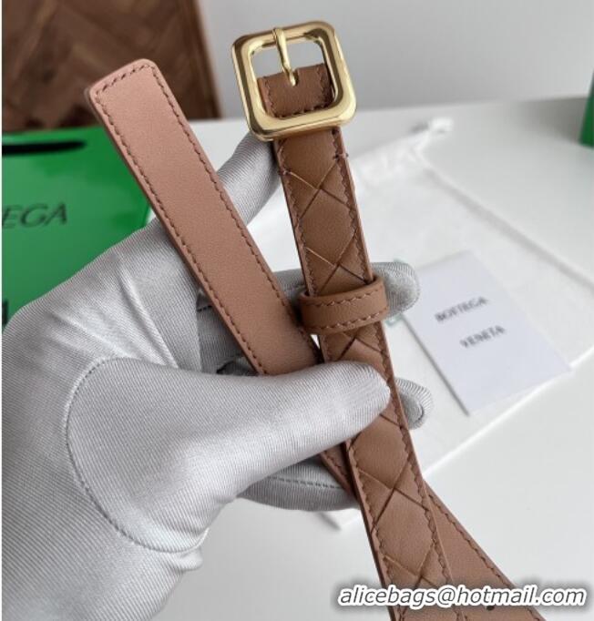Fashion Show Collections Bottega Veneta Women's Contour Belt 2cm BV111713 Brown/Gold 2025