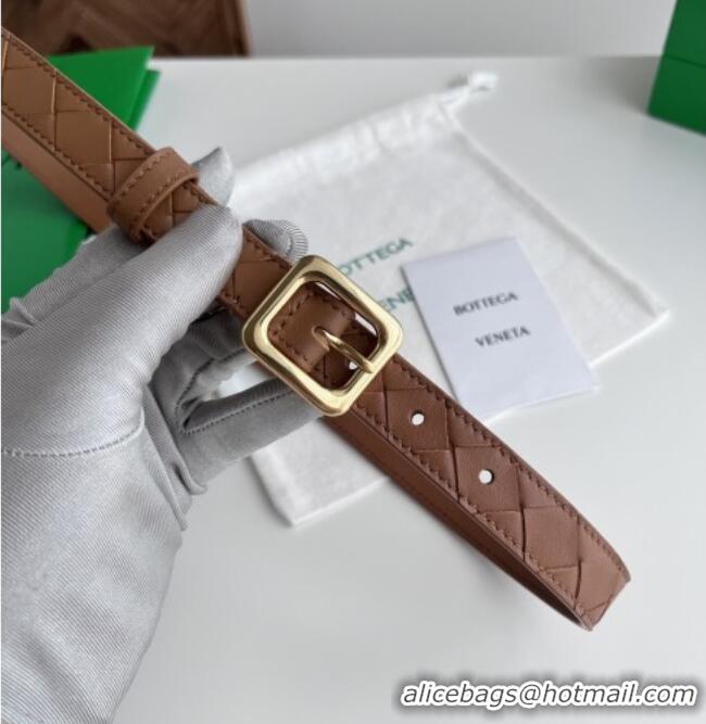 Fashion Show Collections Bottega Veneta Women's Contour Belt 2cm BV111713 Brown/Gold 2025