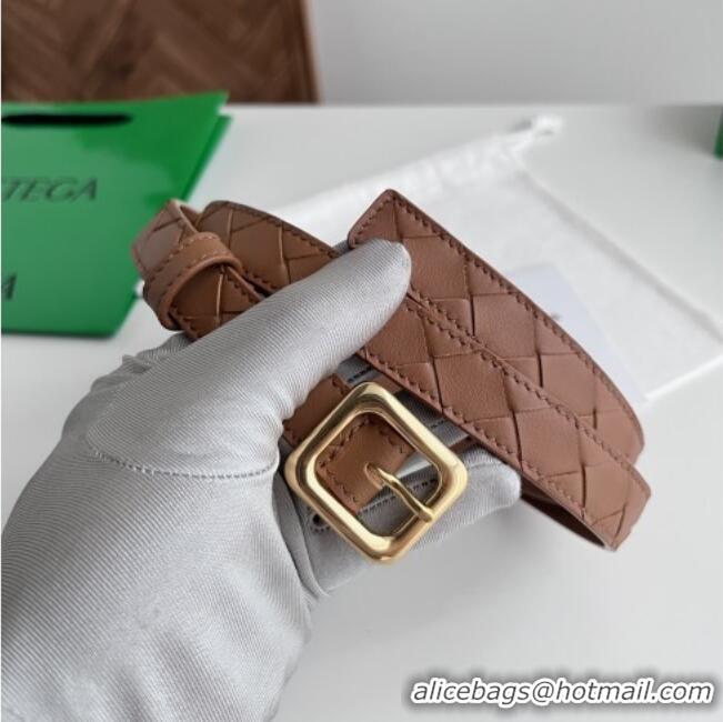 Fashion Show Collections Bottega Veneta Women's Contour Belt 2cm BV111713 Brown/Gold 2025