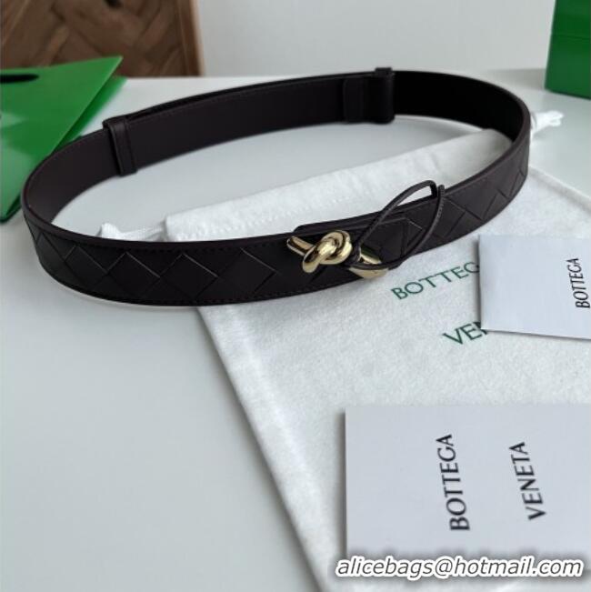 Promotional Bottega Veneta Andiamo Belt in Intreccio Leather BV111714 Fondant Brown 2025