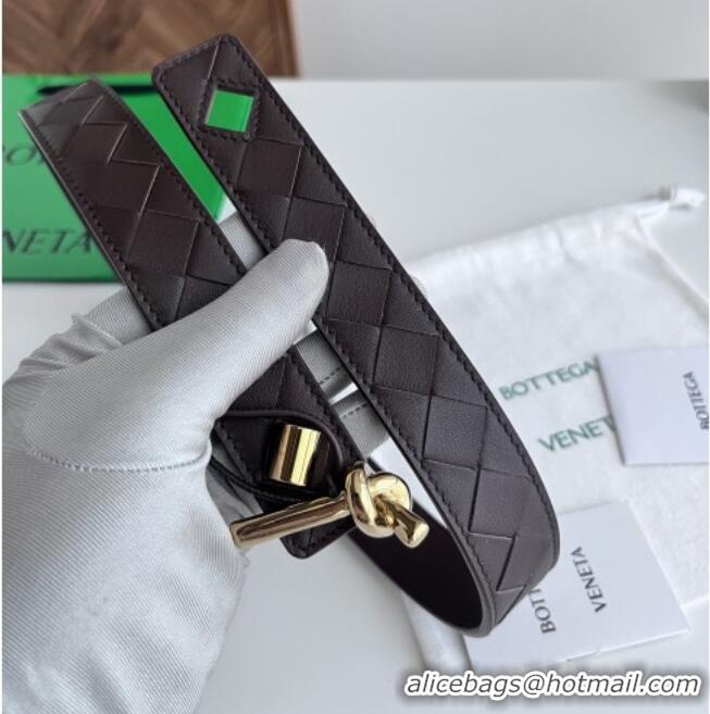 Promotional Bottega Veneta Andiamo Belt in Intreccio Leather BV111714 Fondant Brown 2025
