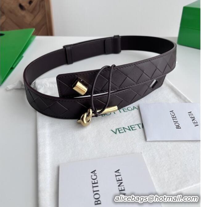Promotional Bottega Veneta Andiamo Belt in Intreccio Leather BV111714 Fondant Brown 2025