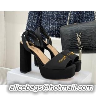 Sumptuous Dior D-Lane Platform Sandals 8cm in Satin Black 2026 DR030206