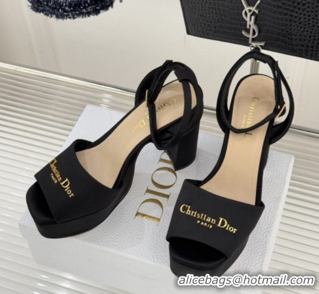Sumptuous Dior D-Lane Platform Sandals 8cm in Satin Black 2026 DR030206