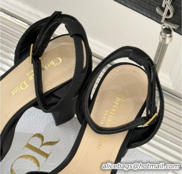 Sumptuous Dior D-Lane Platform Sandals 8cm in Satin Black 2026 DR030206