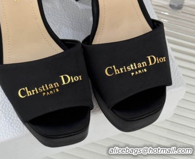 Sumptuous Dior D-Lane Platform Sandals 8cm in Satin Black 2026 DR030206