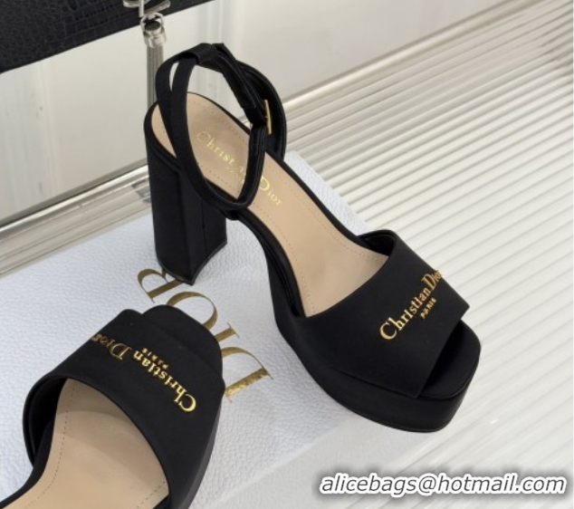 Sumptuous Dior D-Lane Platform Sandals 8cm in Satin Black 2026 DR030206