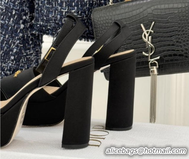 Sumptuous Dior D-Lane Platform Sandals 8cm in Satin Black 2026 DR030206