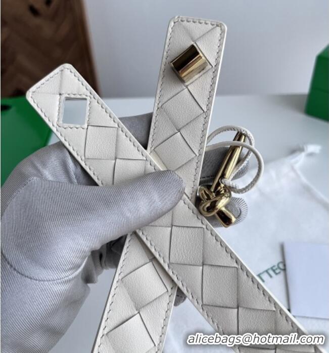 Best Price Bottega Veneta Andiamo Belt in Intreccio Leather BV111715 White 2025