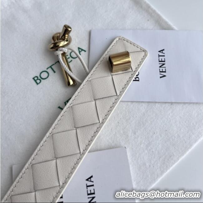 Best Price Bottega Veneta Andiamo Belt in Intreccio Leather BV111715 White 2025
