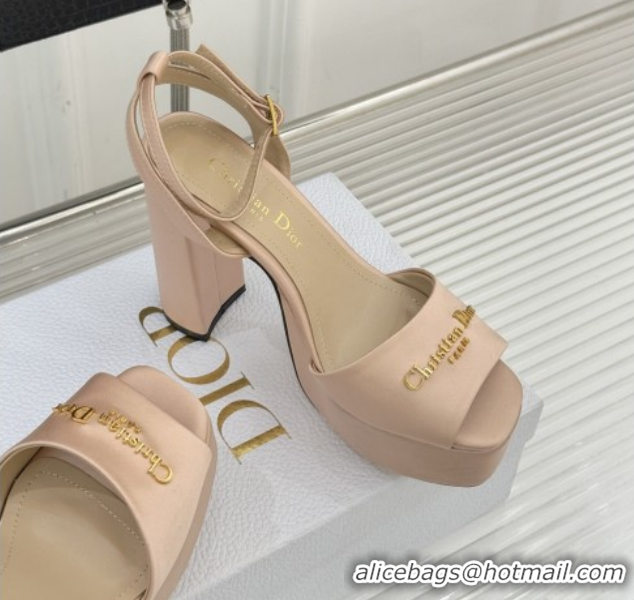Cheap Price Dior D-Lane Platform Sandals 8cm in Satin Nude 2026 DR030206