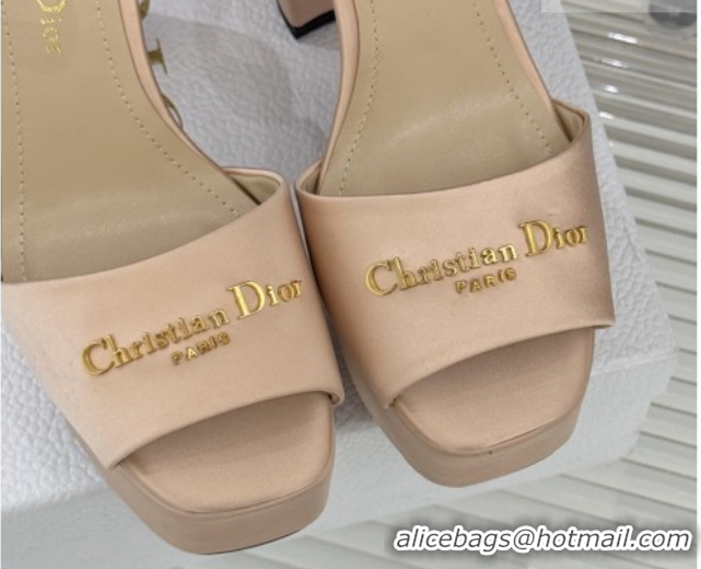 Cheap Price Dior D-Lane Platform Sandals 8cm in Satin Nude 2026 DR030206