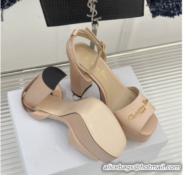 Cheap Price Dior D-Lane Platform Sandals 8cm in Satin Nude 2026 DR030206